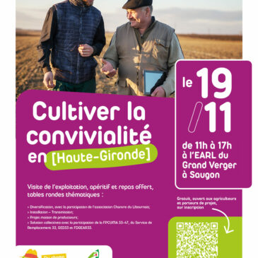 Journée « Cultiver la convivialité en Haute-Gironde » le 19/11 ; à destination des agriculteurs de Haute-Gironde